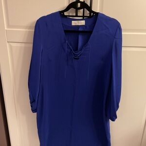 Elegant Blue Silk Women's Dress